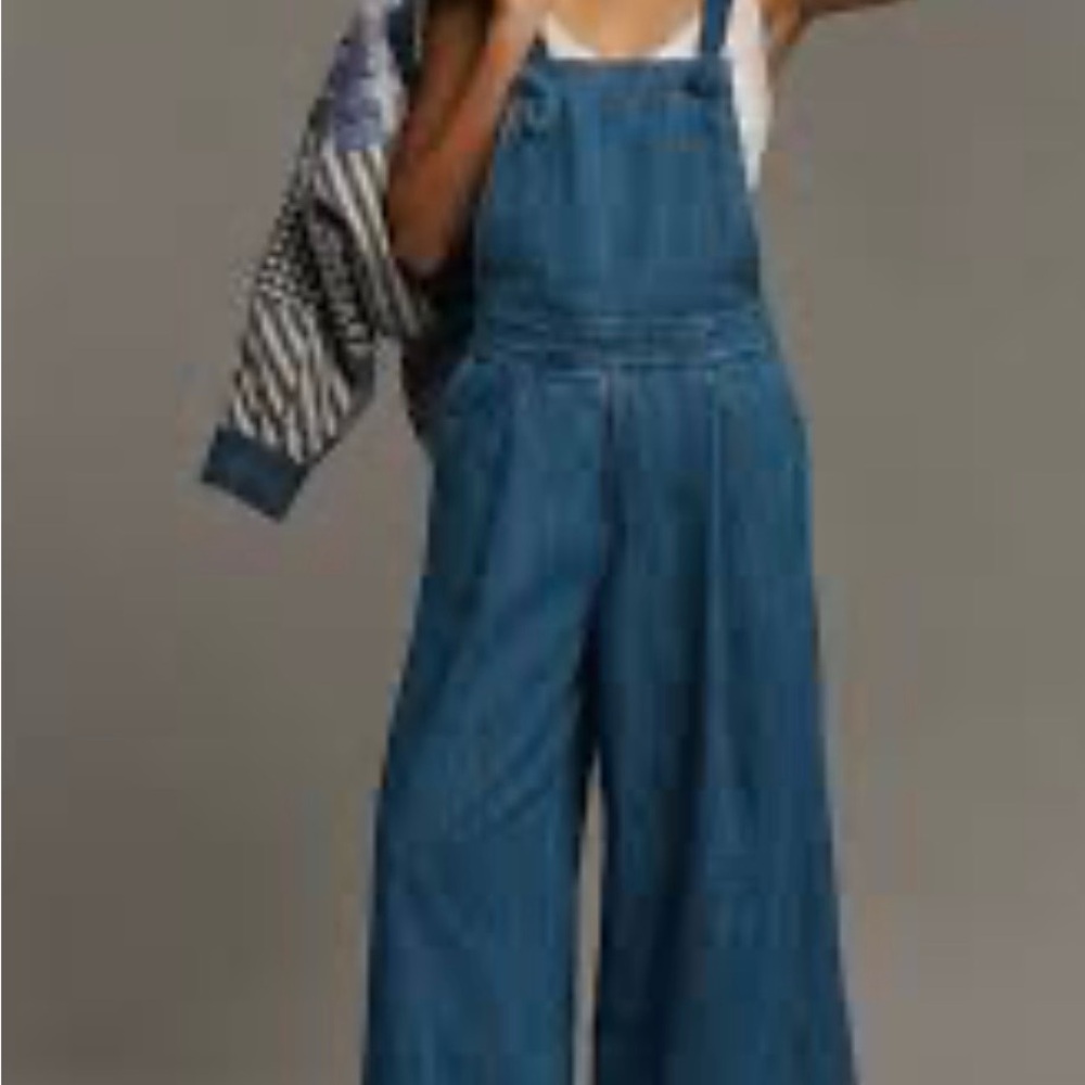 Maeve Anthropologie Wide-Leg Denim Overalls Size M